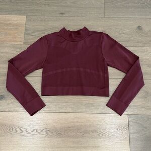 Z BY ZELLA Purple Mauve Seamless Cropped Long Sleeve Mock Neck Active Top Size M